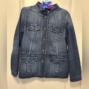 BNWT-Talbots dark wash Jean jacket-sz med-note has a bit of distressed look